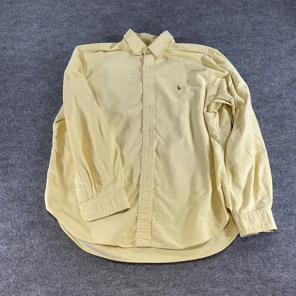 Polo Ralph Lauren Oxford Classic Fit Shirt Mens 17 36/37 Yellow Pony Button Down